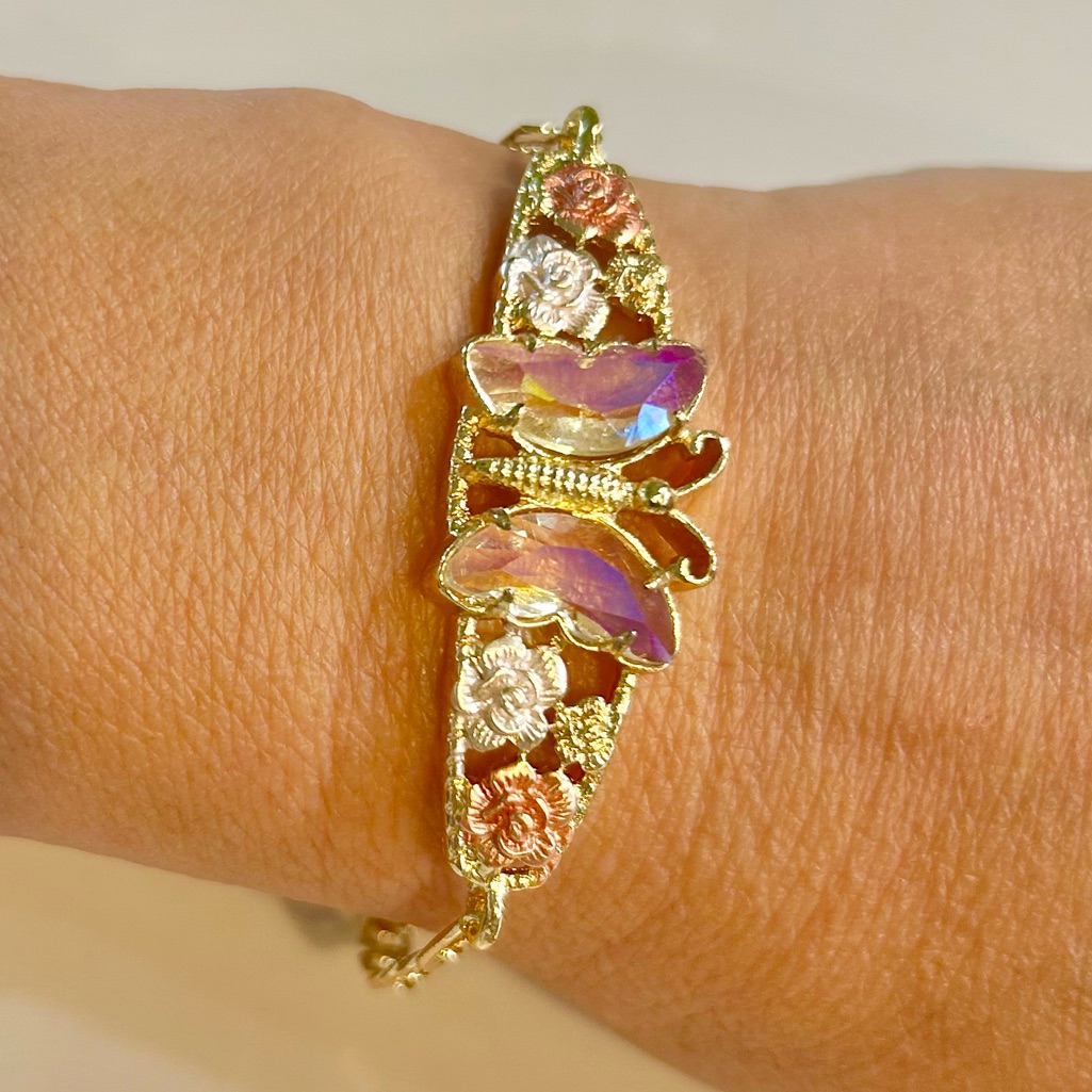 Butterfly Chain Rhinestone 750 Italy Bracelet